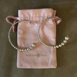 Sheila Fajl Silver Beaded Hoops